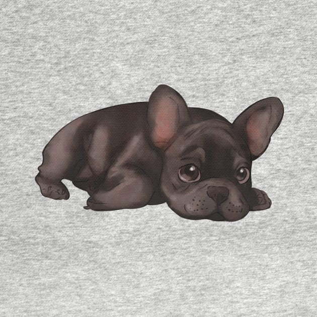 Puppy Frenchie sleeping by ArtInPi